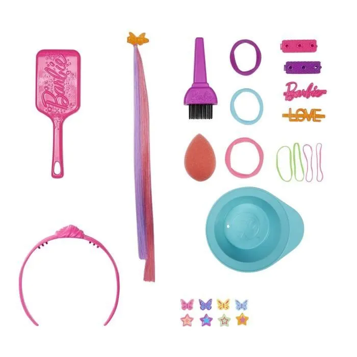 Barbie®-Ultra Chevelure-Tête à Coiffer blonde mèches arc-en-ciel HMD78-2