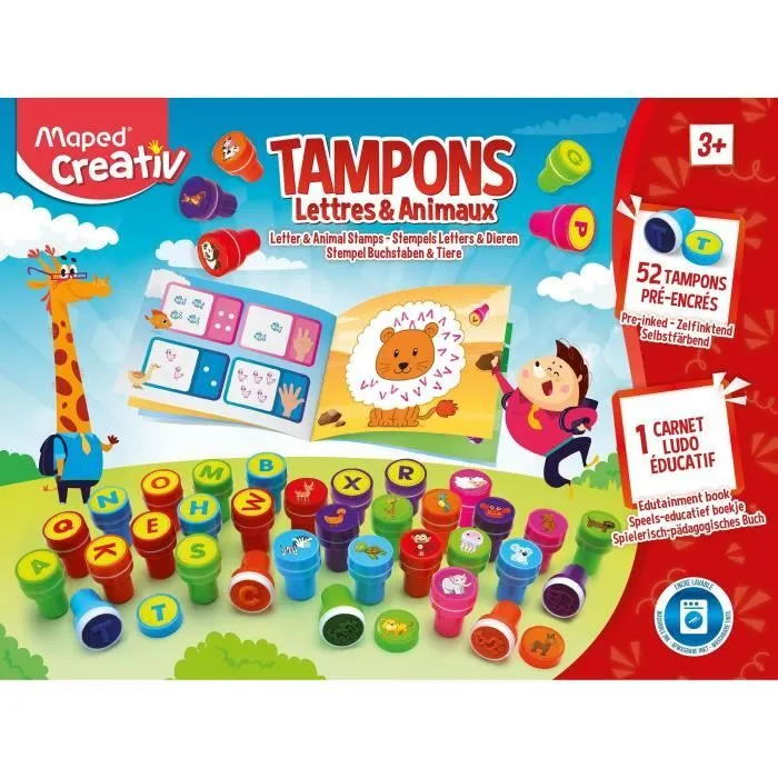 Tampons Lettres & Animaux MAPED - Coffret ludo-éducatif pour enfants à partir de 3 ans-3