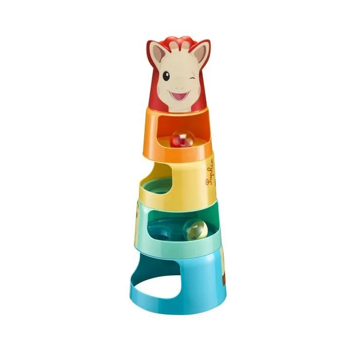 Jeu d'éveil 3 en 1 Sophie la Girafe - Tour magique de construction - VULLI - À partir de 10 mois - Plastique - Multicolore-2