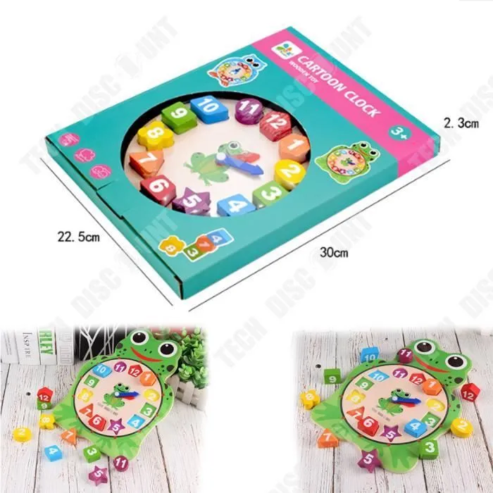 TD® Horloge en grenouille pour enfants montre chiffre grenouille accessoire de jeu ludique apprentissage horaire amusant-1