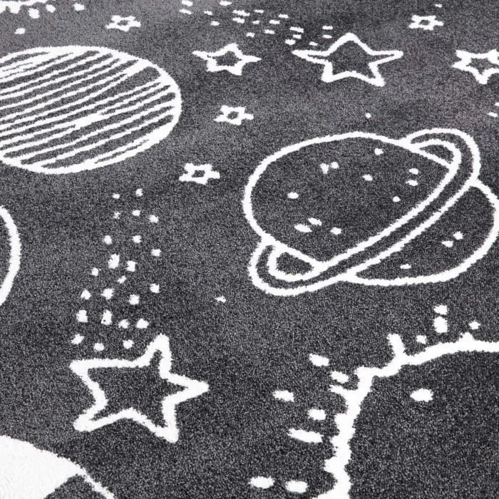 Tapis pour chambre d'enfant Astronaute Gris et Blanc 80x150cm-3