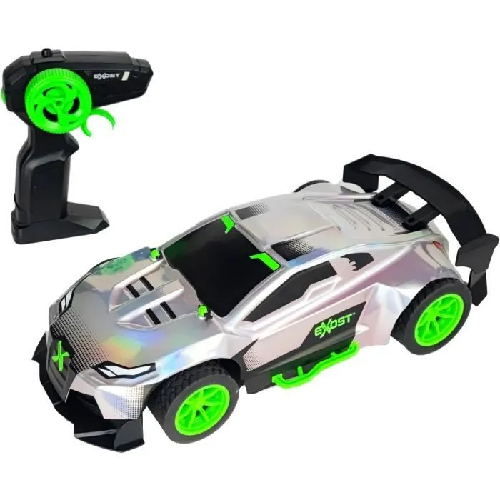 Voiture Télécommandée - EXOST - Metal Chrome 1:14 - 15 km/h - 31 -5 cm - argent et vert - dès 5 ans-0