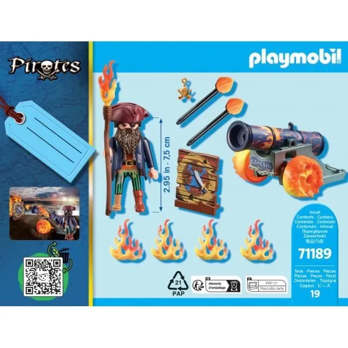 PLAYMOBIL - 71189 - Pirate et canon de feu - Mixte - Intérieur - Enfant-1