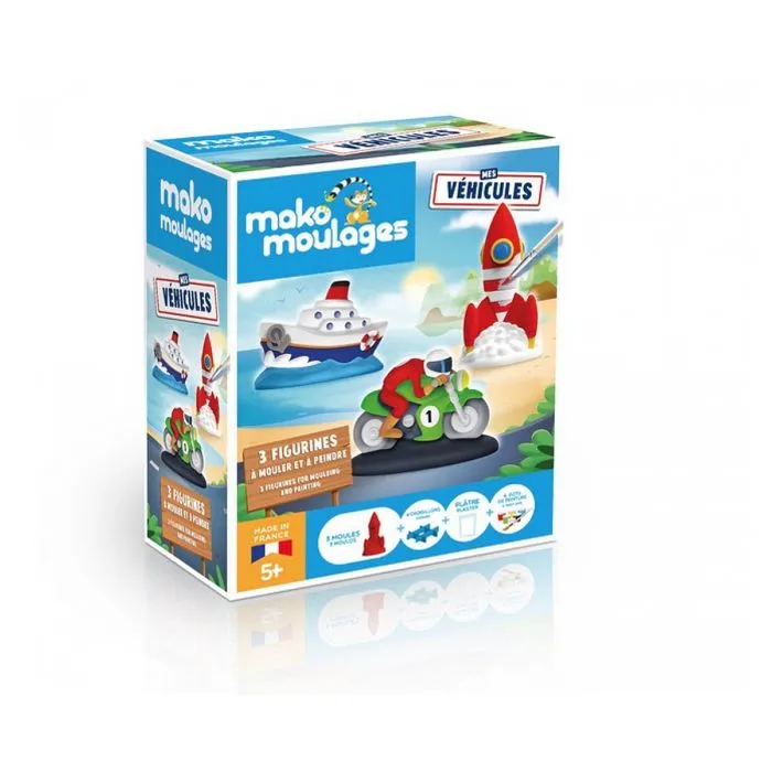 Coffret Moulage Véhicules - Mako Moulages - Mes 3 véhicules - Mixte - A partir de 5 ans - Bleu - Multicolore-0