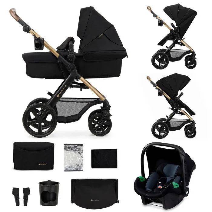 Poussette 3 en 1 Combinée - KINDERKRAFT MOOV2 XL - avec Siège auto I-size - Grande nacelle XL - Système de voyage - Noir-0