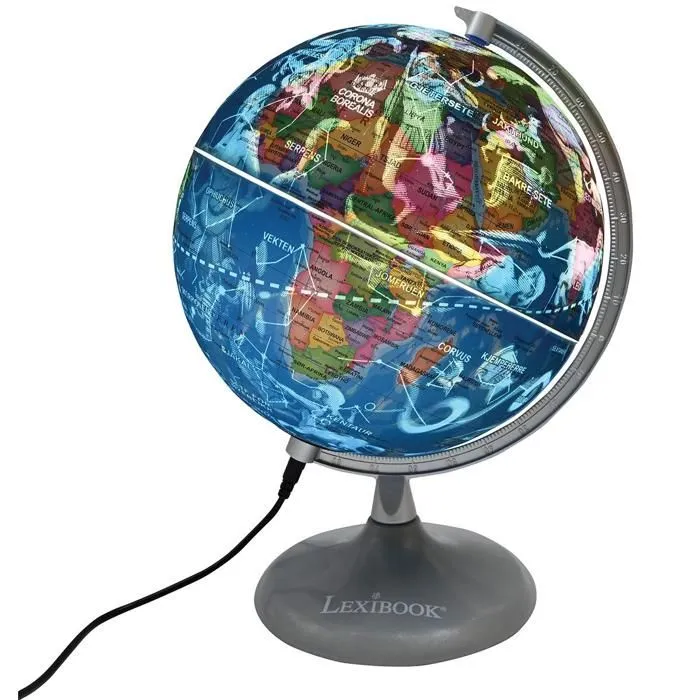 Globe jour et nuit Lumineux – globe terrestre le jour et s’illumine avec la carte des constellations (Norvégien)-1