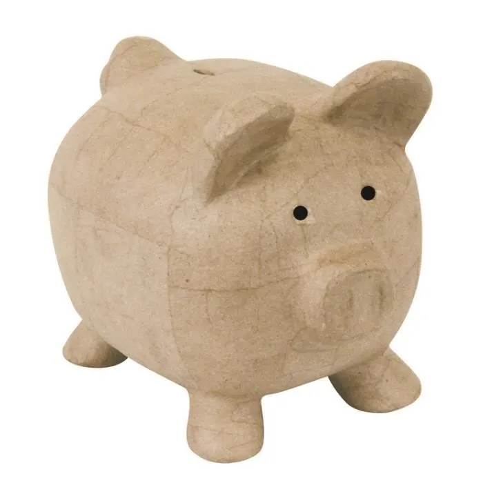 Tirelire cochon 25,5cm en Papier Maché à Décorer-0