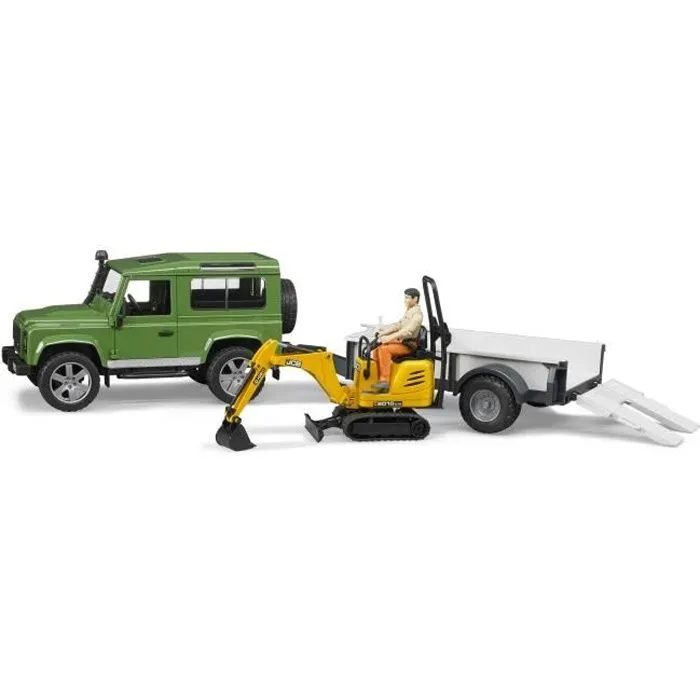 Land Rover Defender avec remorque et mini-pelle JCB - BRUDER-0