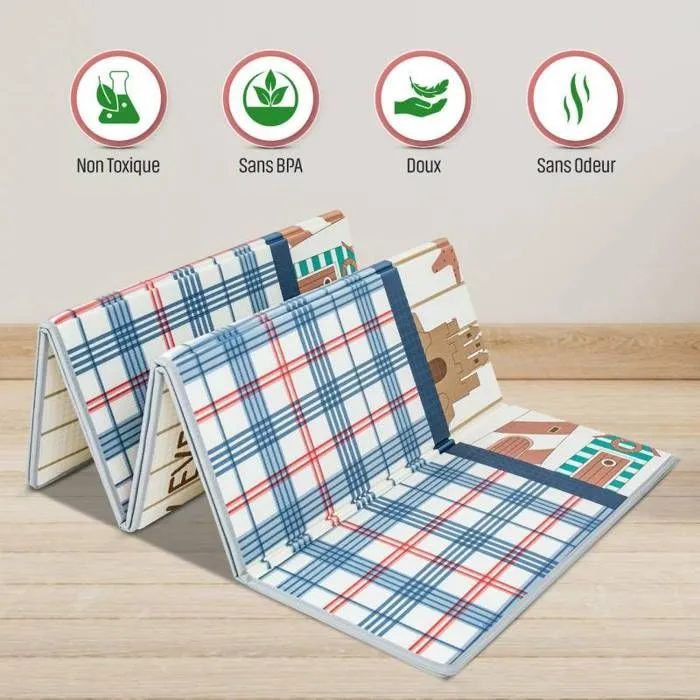 Tapis d éveil Pliable Réversible Bébé PREMIUM Mer & Voiture - 180 x 200 cm - Géant - Kidolo-3