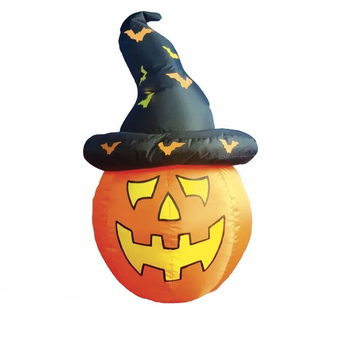 Urban Living - Décoration d'Halloween - Citrouille chapeau gonflable - H. 123 cm-0
