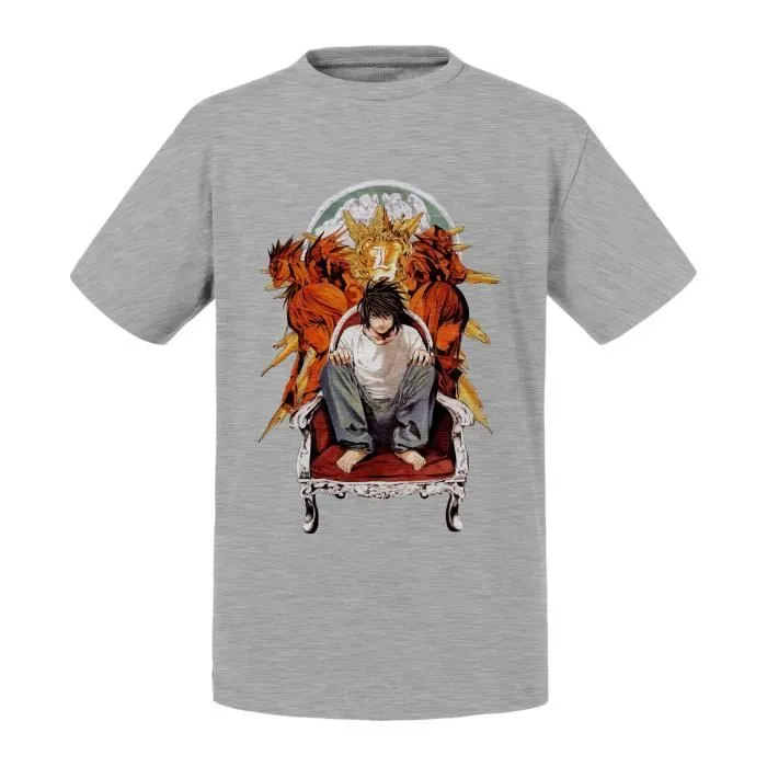 T-shirt Enfant Gris Death Note Detective L Manga Anime Japon-0