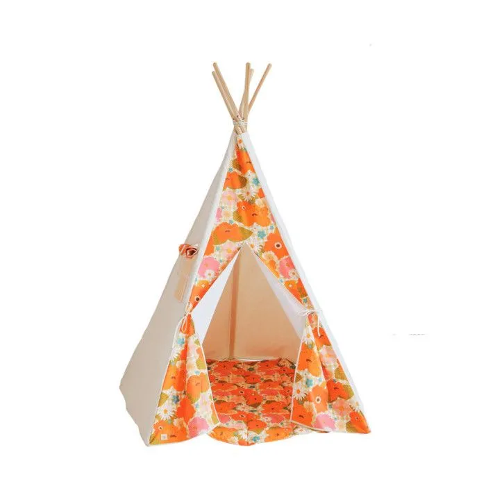 Ensemble tipi et tapis enfant Moi Mili "Pique-nique avec les fleurs" - pique-nique avec les fleurs - TU-0