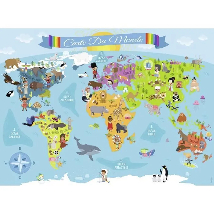 Puzzle enfant Nathan - Carte du monde - 150 pièces - A partir de 7 ans-1