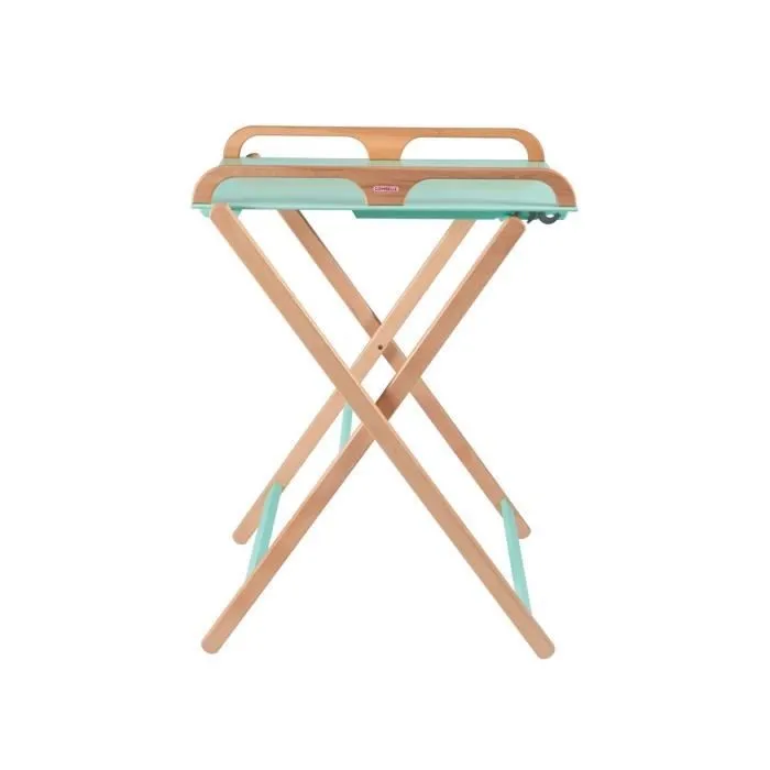 Table à langer en bois Jade bicolore vert menthe - Combelle - Pliante - 2 hauteurs de réglage-0