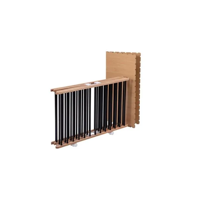 Parc bébé en bois pliant Gaby - Combelle - Noir - Plancher réglable - Roulettes - 92x88x67 cm-1