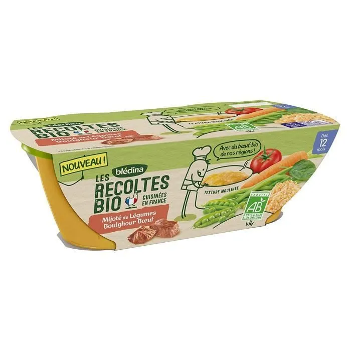 BLEDINA - Récolte BIO mijoté de légumes boulghour et bœuf 2x200g-1
