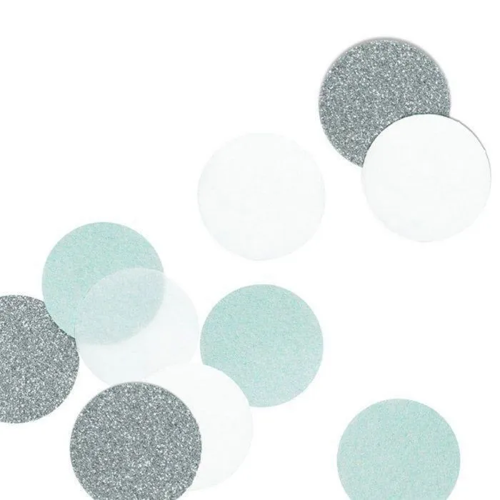 60 confettis argent et bleu menthe-1