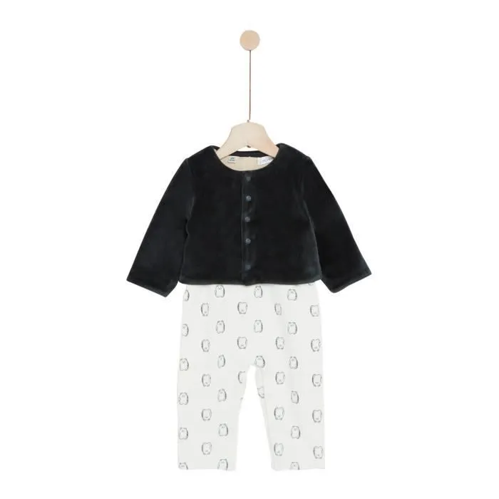 MARESE Milk Caramel Ensemble Vêtements 3 pièces pour Bébé Garçon - 1 mois - Motif Petit Ourson Blanc Ecru-0