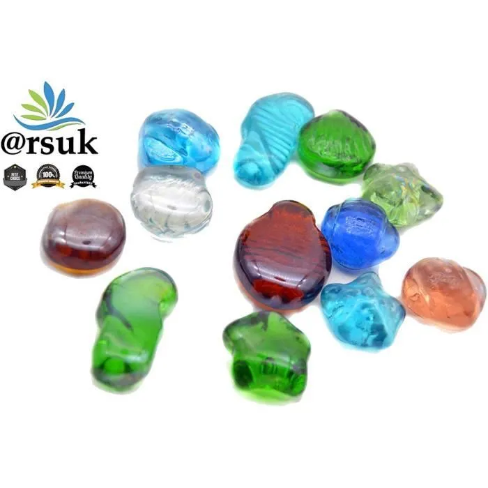 Lot de 15 Billes plates Coeur Rayé Rouge en verre ARSUK - Décoration intérieure-0
