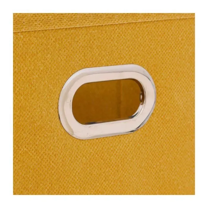 Boîte de rangement tissu Jaune Moutarde - FIVE - 15 x 31 x 15 cm - Polypropylène - Métal-1