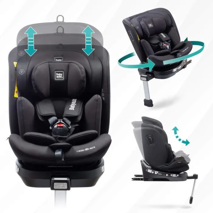 Siège auto - BABYAUTO - AITANA GREY ANTHRACITE - De la naissance à 12 ans - 0-36 kg - I-Size - ISOFIX - Pivotant 360° - ECE R129-4