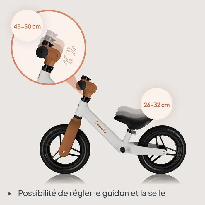 Draisienne avec casque LIONELO Toni - À partir de 18 mois - Vélo bébé - Léger - Guidon et selle réglage - Beige-3
