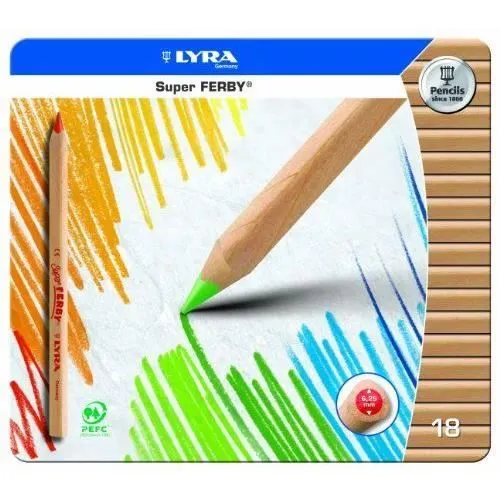 Lyra Super Ferby / 3711180 Gros crayons de couleurs Pointe 6,25 mm Lot de 18 coloris (Import Allemagne)-0