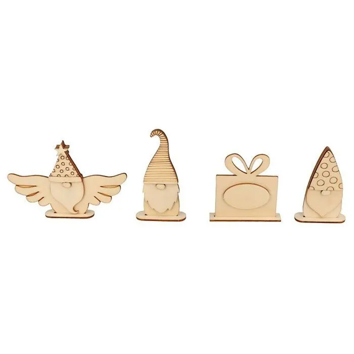 4 silhouettes en bois de Noël à monter-0