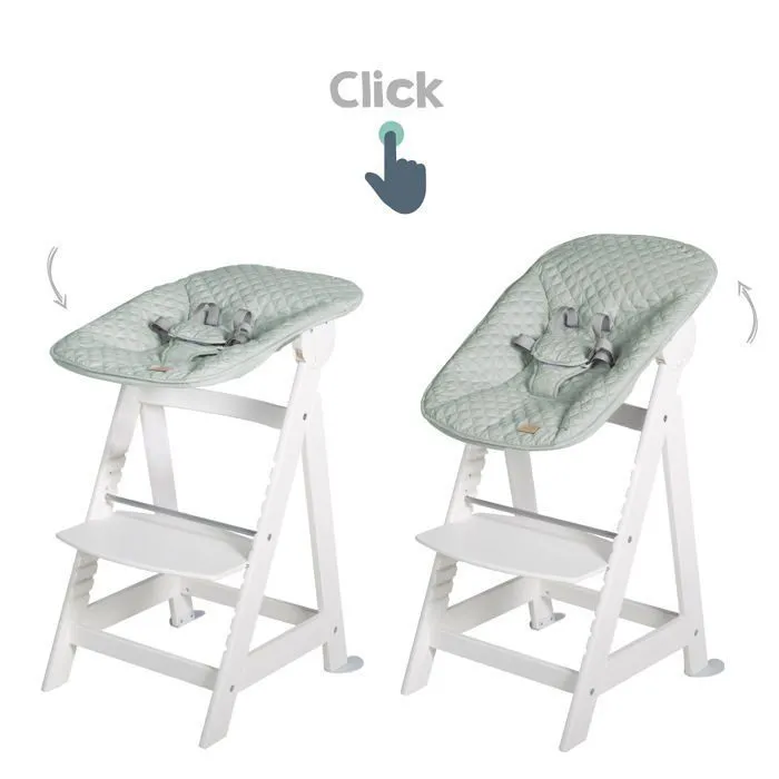 ROBA Chaise Haute Évolutive "Born Up" 2 en 1 Blanche + Transat Vert givré "roba Style"-1