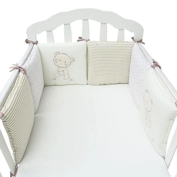 Tour de lit bébé Thor - Pare-choc de lit enfant - 6 pièces 30x30cm - Coton douillet - Blanc-0