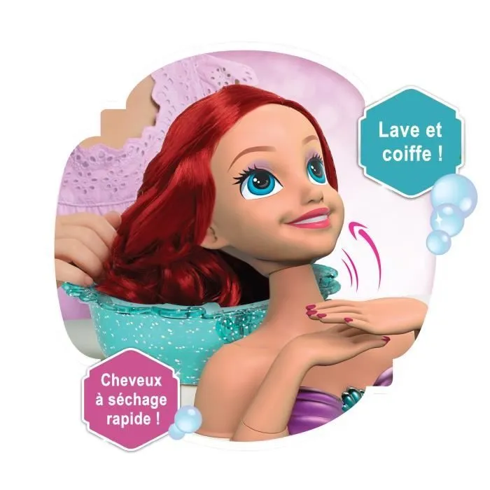 Disney Princesses - Tête à Coiffer Deluxe - Spa Ariel - Jouet Enfant avec Accessoires-1