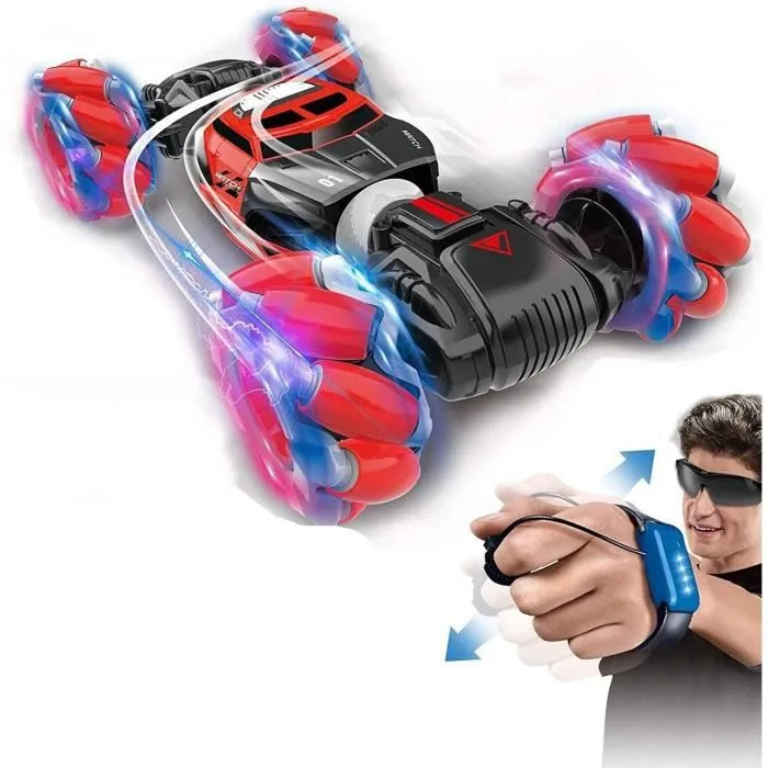 Voiture Tout-Terrain Lumineuse - Twister Car - RC 4x4 - Détection gestuelle - Rouge-0