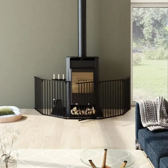 Barrière pare-feu de cheminée ou poêle à bois 6 pans - 360 cm - Noir - NORDLINGER PRO-0