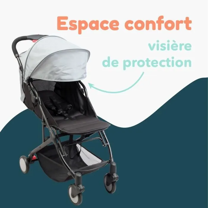 BAMBISOL - Poussette compacte - YUKO - 0 à 36 mois (max 15 kg) - Sangle de portage - 4 roues - Noir-8