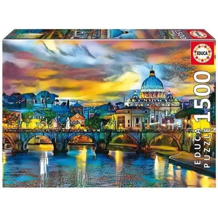 Puzzle 1500 pièces - EDUCA - BASILIQUE SAINT-PIERRE ET PONT SAINT-ANGE - Architecture et monument - Intérieur-2