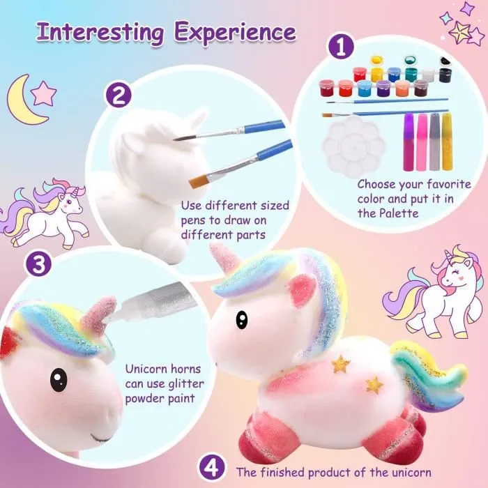 Licorne Fille Kit de Peinture Jouet Licorne Fille Peinture Activités Manuelles de Cadeaux d'anniversaire de 3 à 10 ans Cadeaux Noël-2