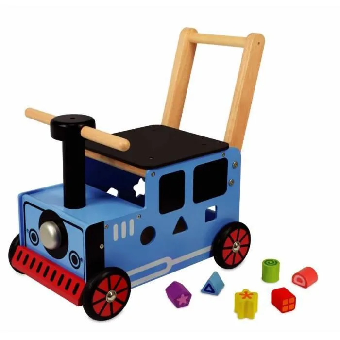 I'm toy - Porteur en bois pour bébé le petit train bleu - IM87571-0