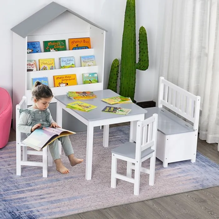 HOMCOM - table enfant - MDF - 77x59x46cm - Gris-1