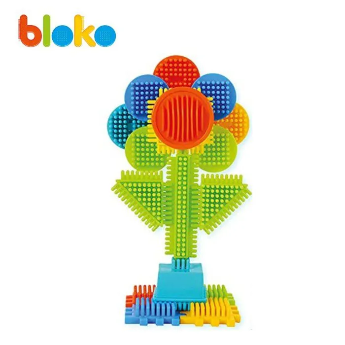 Jeu de Construction et assemblage - BLOKO - Baril de Rangement Vert + 100 Bloko + 1 plaque de Jeu - Dès 12 mois-2