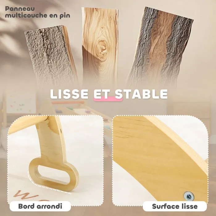 Arche escalade enfants AIYAPLAY bascule en bois d'intérieur pour garçons & filles, tout-petits de 18 à 48 mois, bois naturel-5