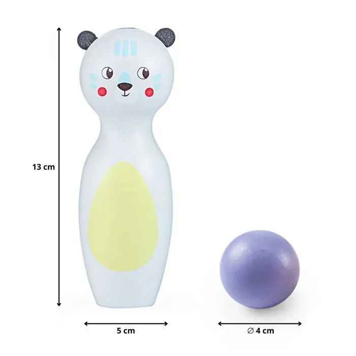 Jeux de Quille Bowling Enfant en Bois- Mamabrum- Lot de 6 bowling et 4 Boules - Animaux pastels- divertissement en Famille-5