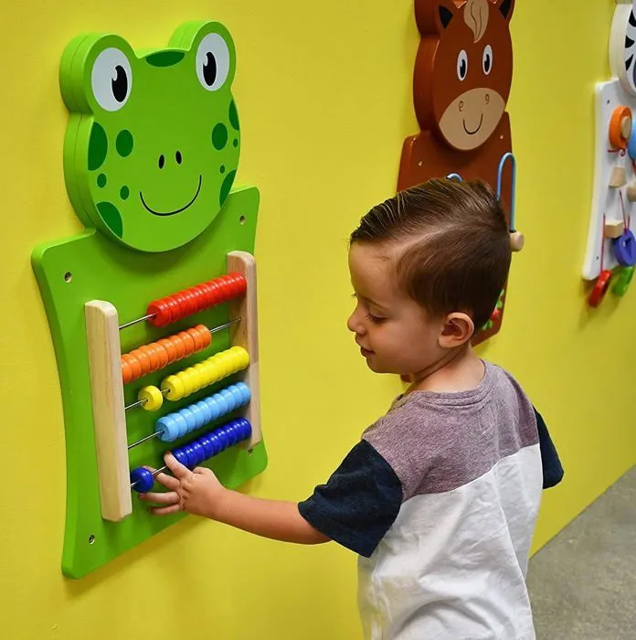 Panneau d'activités mural - Viga Toys - Grenouille - Bois - 5 rangées de perles - 12 mois et plus-2
