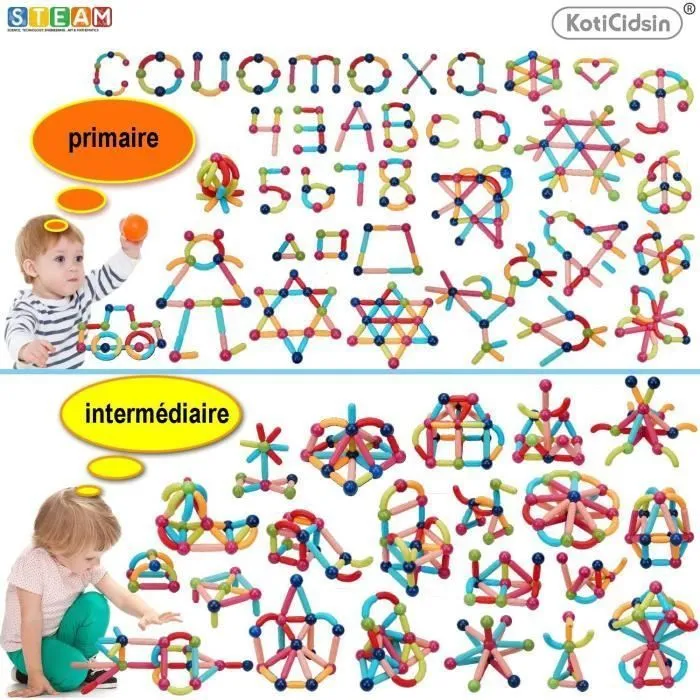 KotiCidsin Jeu de Construction Magnétique, 68PCS, Bâtons Magnétiques de Construction, Jeux Educatifs, Jouet-2