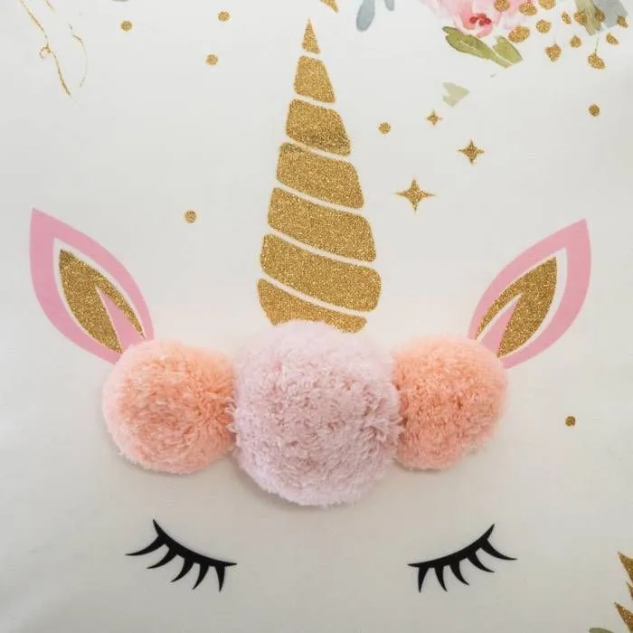 Coussin enfant - Atmosphera - Licorne - Déhoussable - Multicolore - 39x39 cm-1
