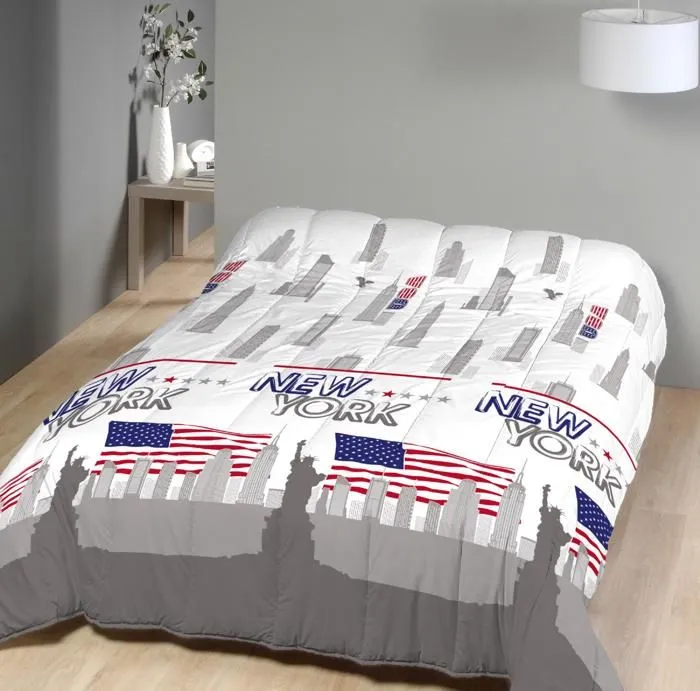 Couette tempérée imprimée New york - 1 personne 140 x 200 - Mi saison - MORTREUX-0