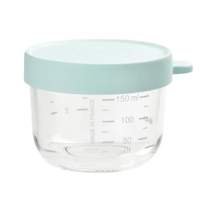 Pots de conservation en verre BEABA - 150 ml - Extra-résistant - Bleu-0