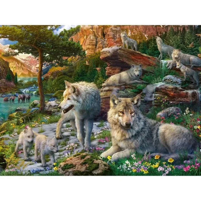 Puzzle 1500 pièces Loups au printemps, Adultes & enfants dès 14 ans, Puzzle de qualité supérieure 80x60cm, 12000719, Ravensburger-0