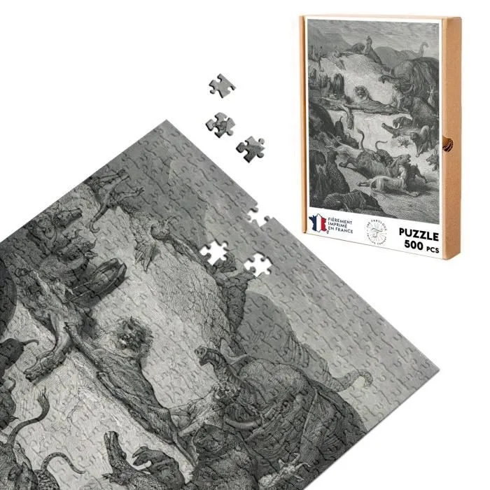Puzzle Classique 500 pièces Les Animaux Malades Et la Peste Fable LaFontaine Gustave Dore Gravure-0