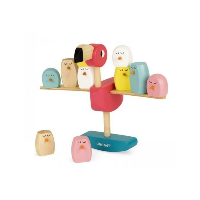 Jeu d'équilibre flamant rose en bois JANOD - Dès 3 Ans-0