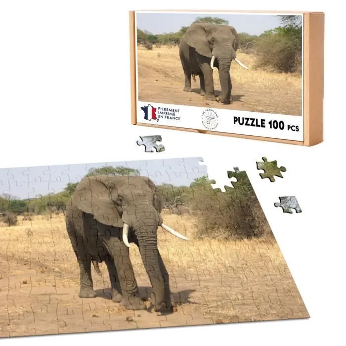 Puzzle Classique - FABULOUS - Elephant d'Afrique Savane - 100 Pièces - Adulte - Mixte-0